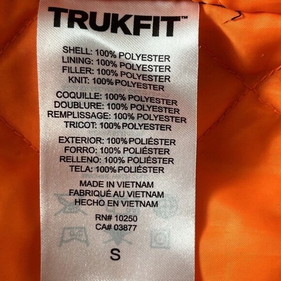 Trukfit Jacket Mens S Black Satin Bomber Full Zip Camouflage Outdoor Streetwear - Picture 15 of 15